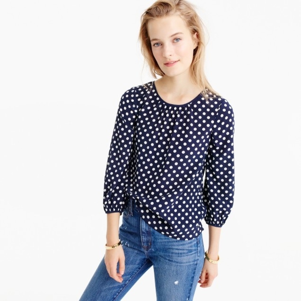 NWT J.Crew Polka Dot Silk Top